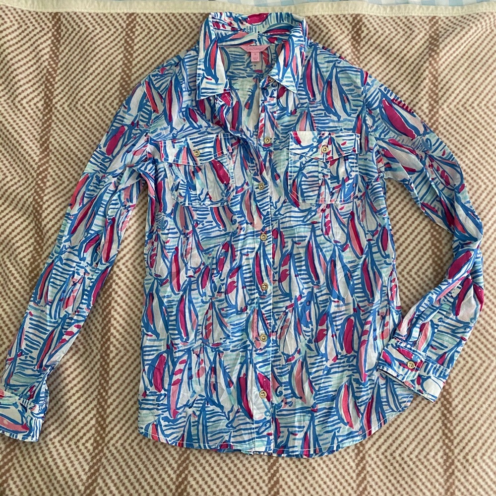 Lilly Pulitzer sail boat button down